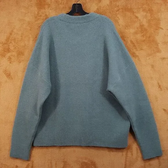 AMI PARIS Sweater Mens XXL Green Boxy Heart Logo Wool Alpaca De Coeur $685 - Picture 8 of 11